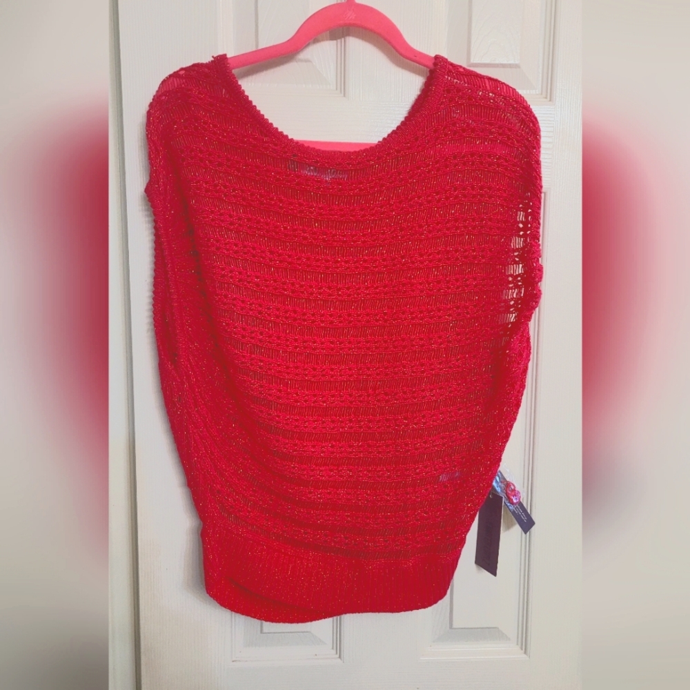 NWT Jennifer Lopez pink loose open weave knit sweater top